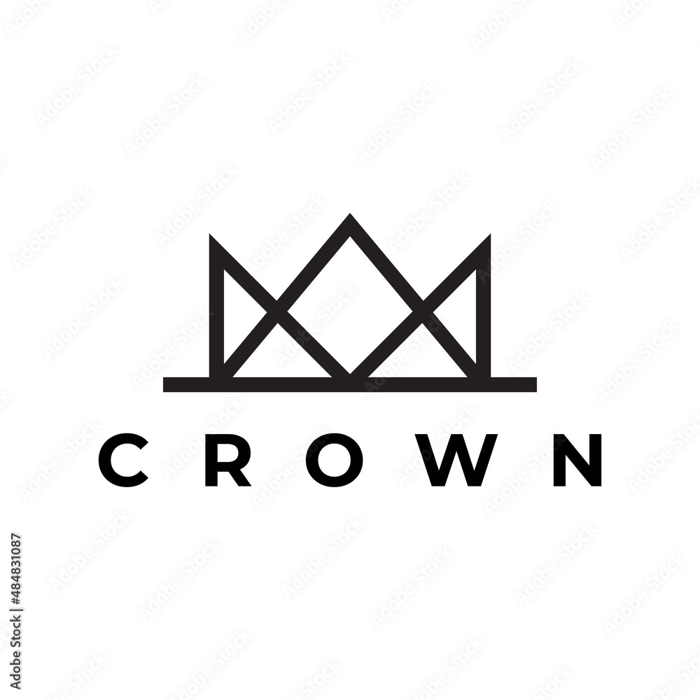 queen king prince crown line logo design queen king prince crown line logo design