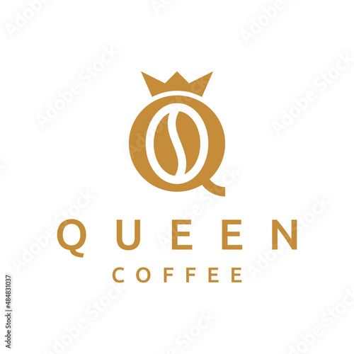 letter Q queen with coffee bean logo design