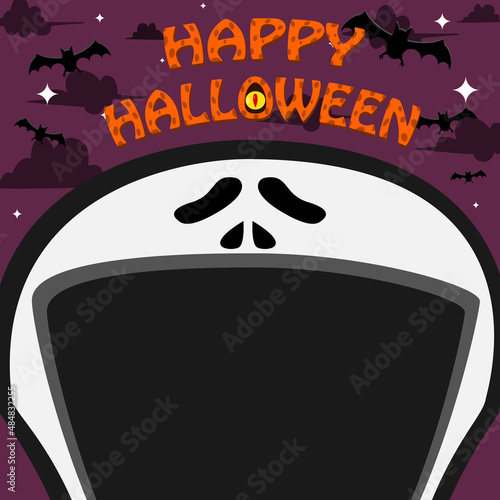 Halloween Character Design. With Scream Character. Big Face and Open Mouth. In Grave field. Happy Halloween Theme.