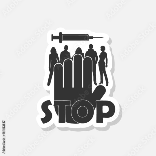 Stop vaccine icon sticker isolated on white background