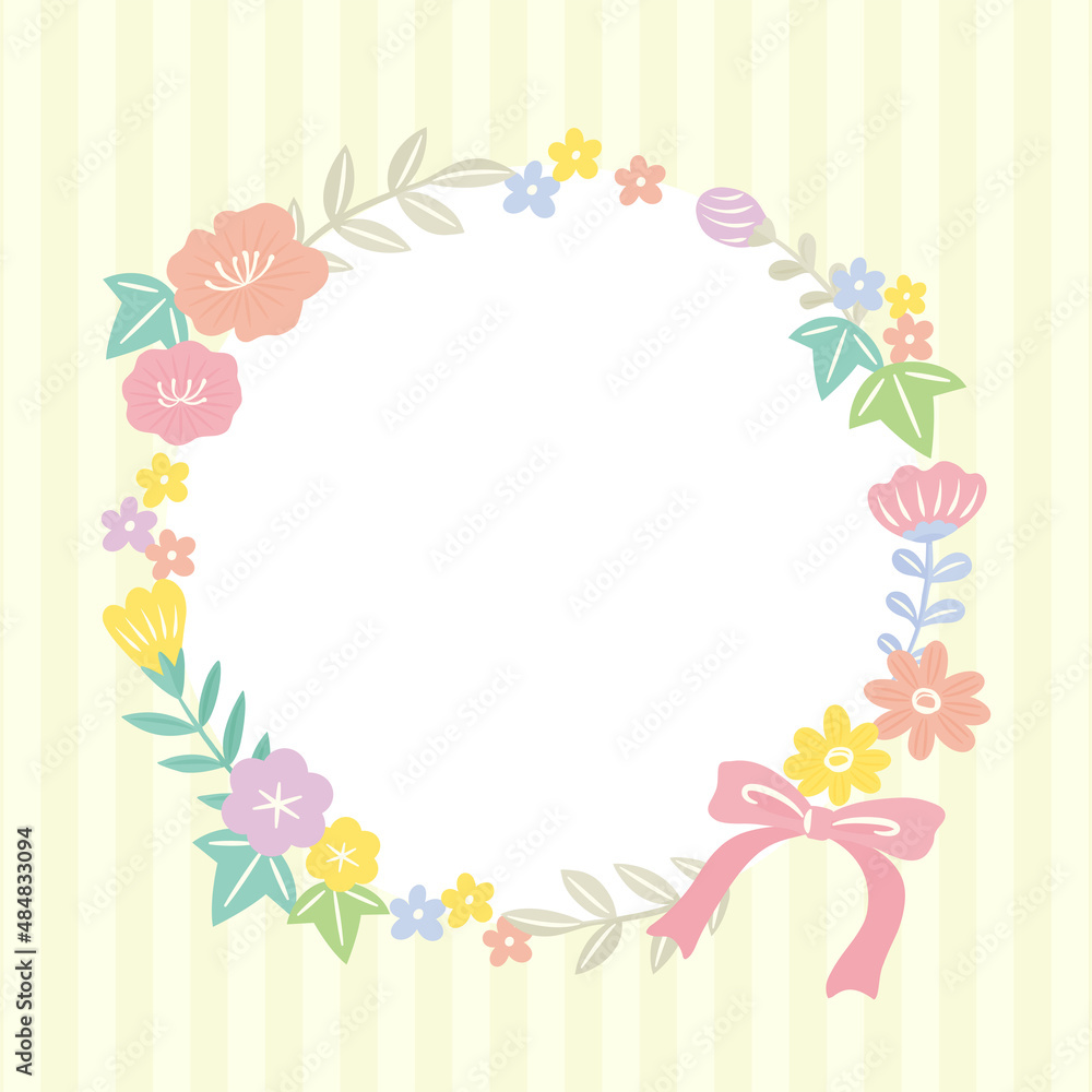 colorful frame with flowers and ribbon colorful frame with flowers and ribbon