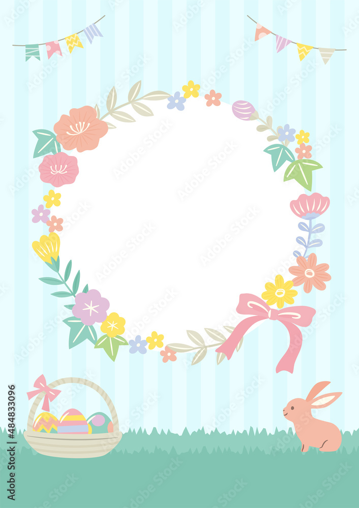 easter illustration with bunnies and easter eggs easter illustration with bunnies and easter eggs