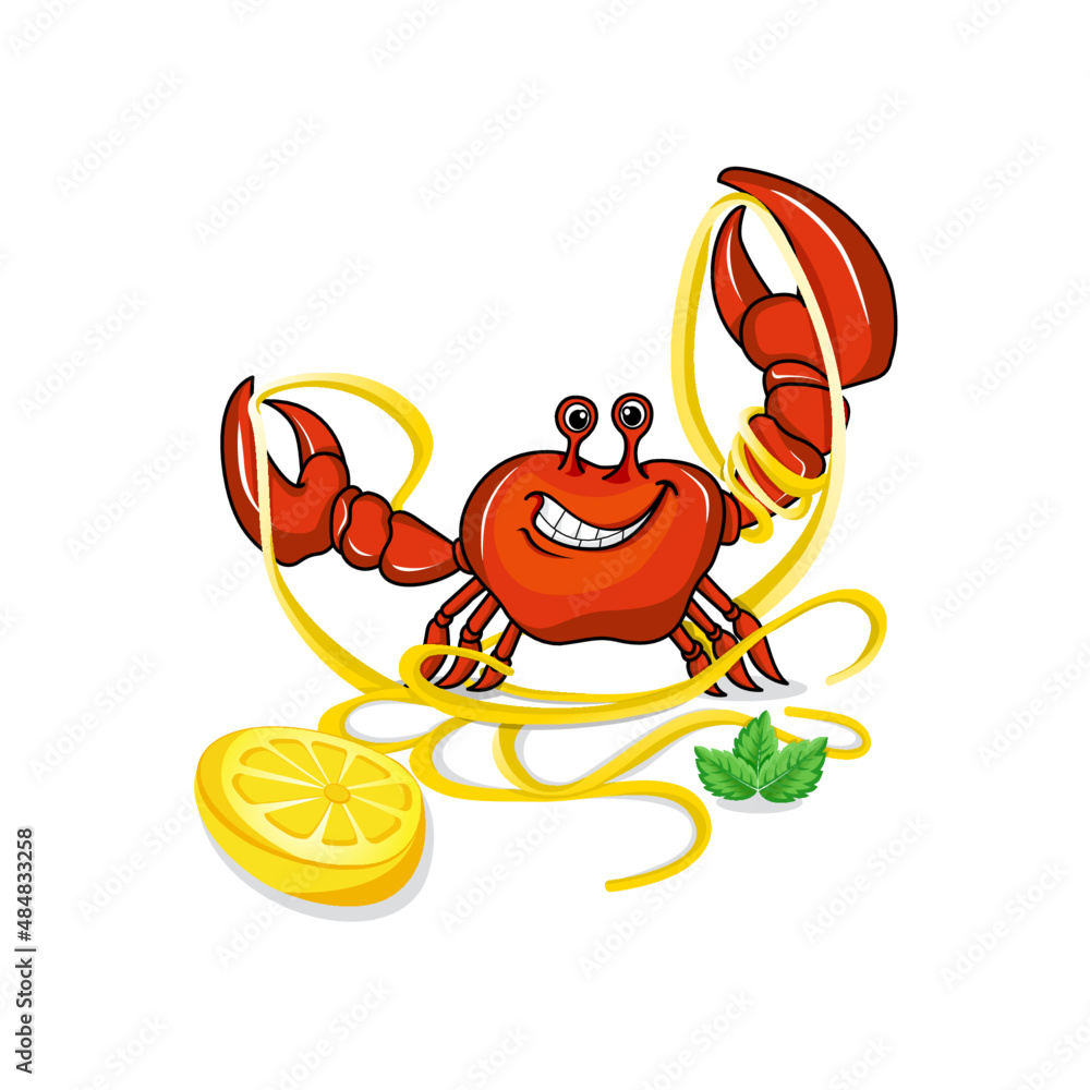 Obraz premium Illustration crab with noodle
