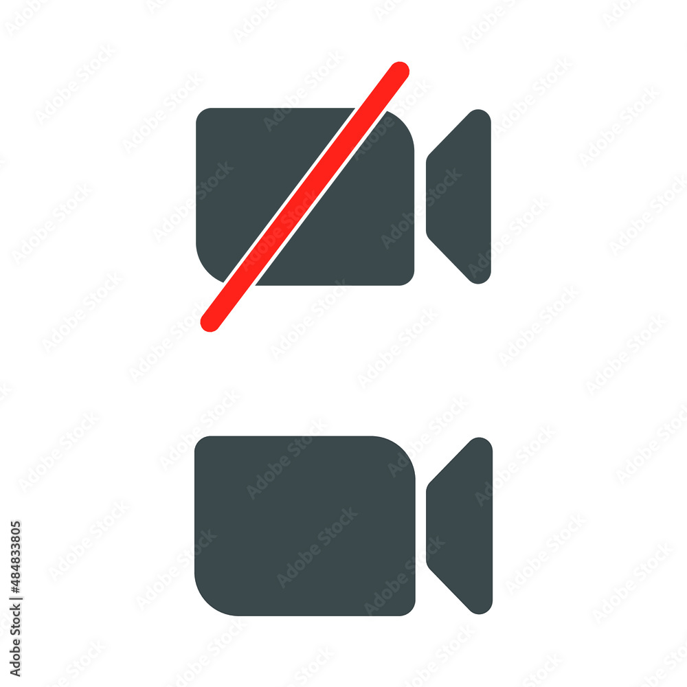 Two vector illustrations of the icon of a turned off camcorder and an on camcorder Two vector illustrations of the icon of a turned off camcorder and an on camcorder