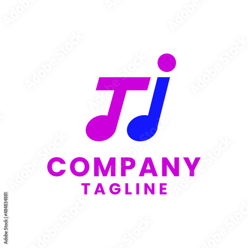 letter T and J music note logo design

