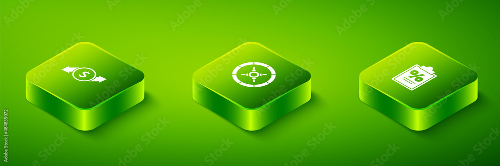 Set Isometric Safe, Finance document and Financial growth and dollar icon. Vector Set Isometric Safe, Finance document and Financial growth and dollar icon. Vector