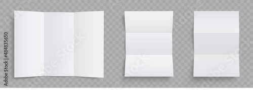 Realistic mockup trifold brochure template, trifold layout, a4 size brochure. Blank brochure template. Trifold brochure mock up with shadow - stock vector.
