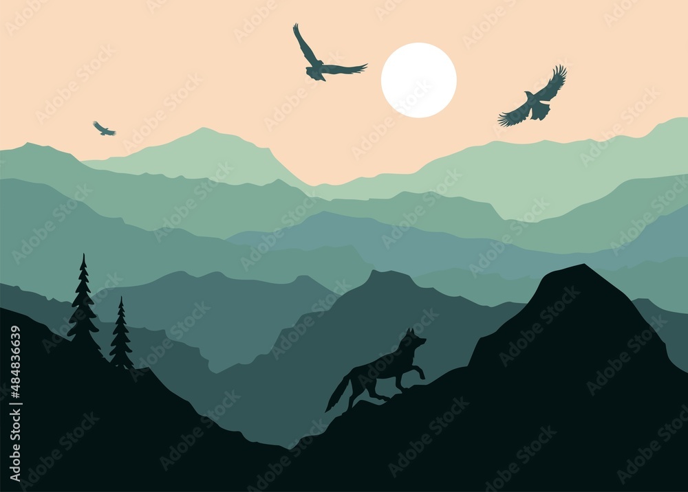 Obraz premium sunset in mountains