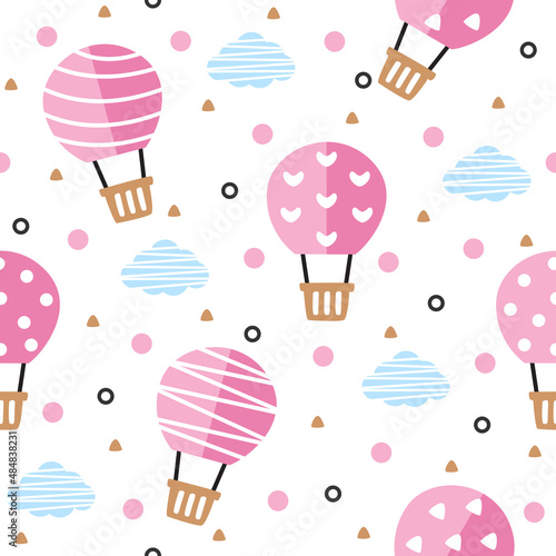 Cute air balloon cartoon pattern background
