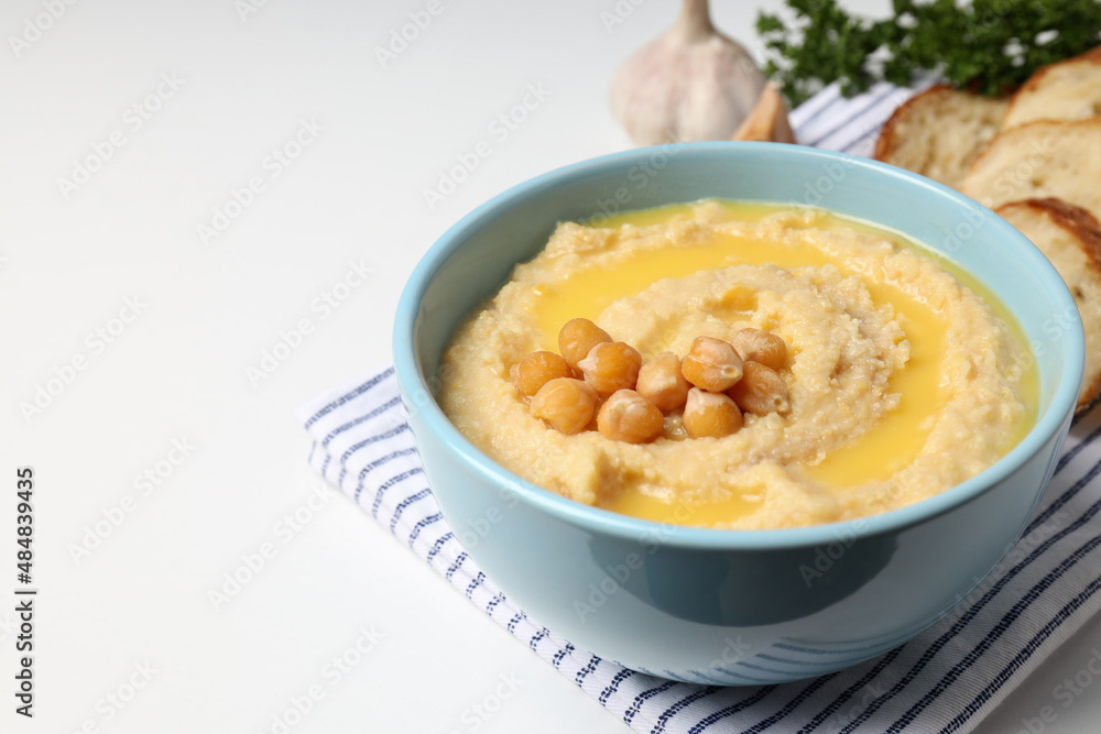 Concept of tasty food with hummus, space for text Concept of tasty food with hummus, space for text
