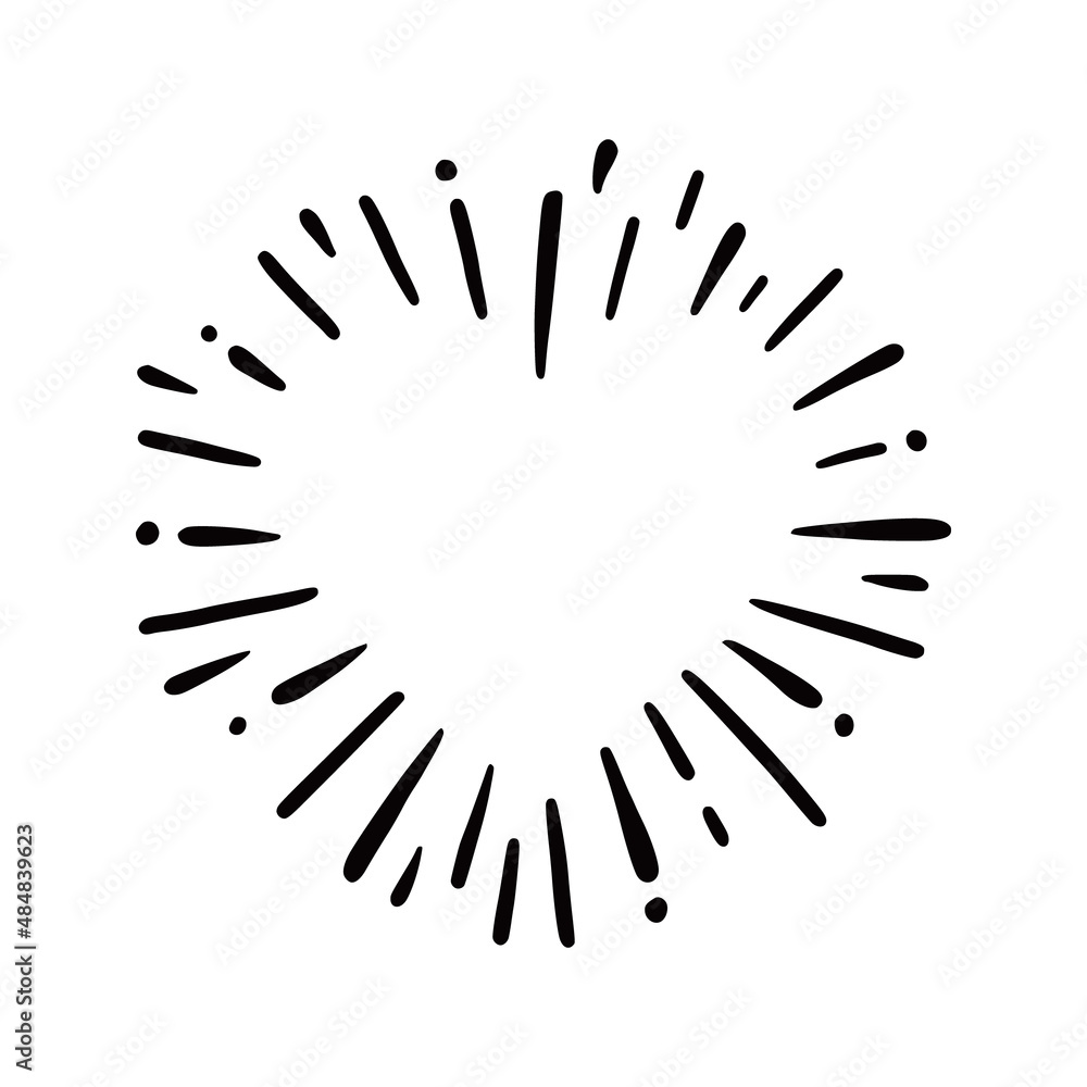 Obraz premium Heart shape burst. Hand drawn sketch style. Heart vector illustration for sunburst frame, love quote.