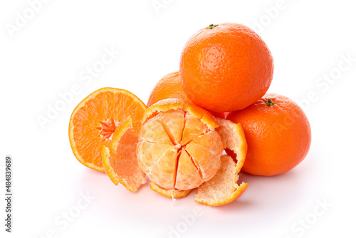 Mandarins isolated on white background  close up