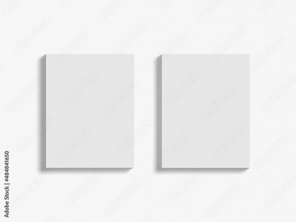 Two blank book cover mockups. Realistic mockups book with shadows on grey background. US letter size standard Two blank book cover mockups. Realistic mockups book with shadows on grey background. US letter size standard
