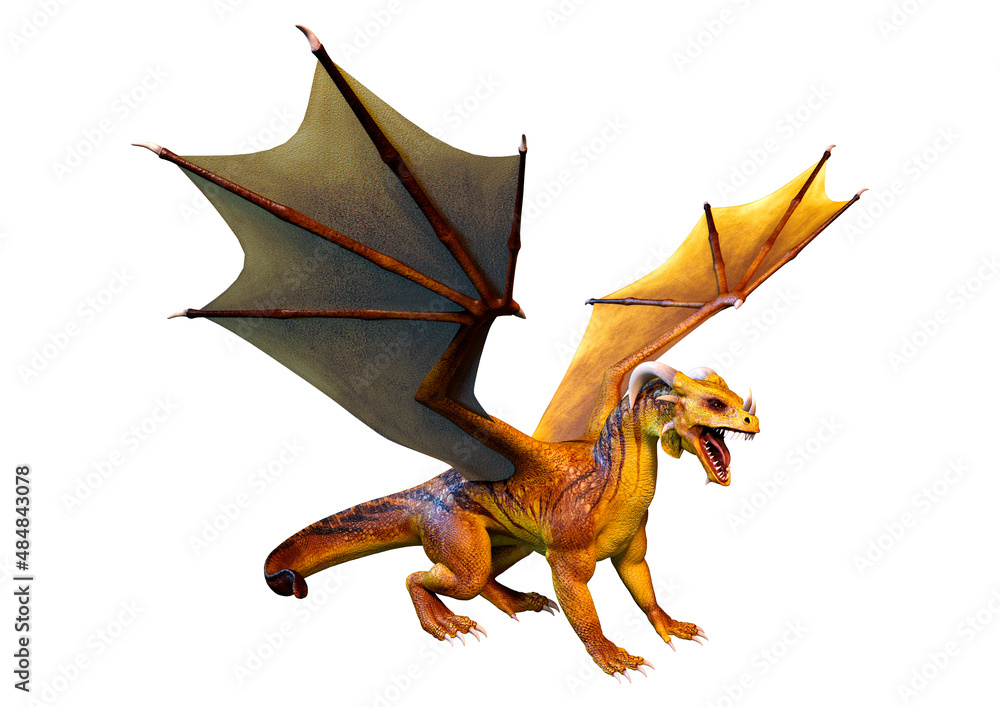 Obraz premium 3D Rendering Fairy Tale Dragon on White