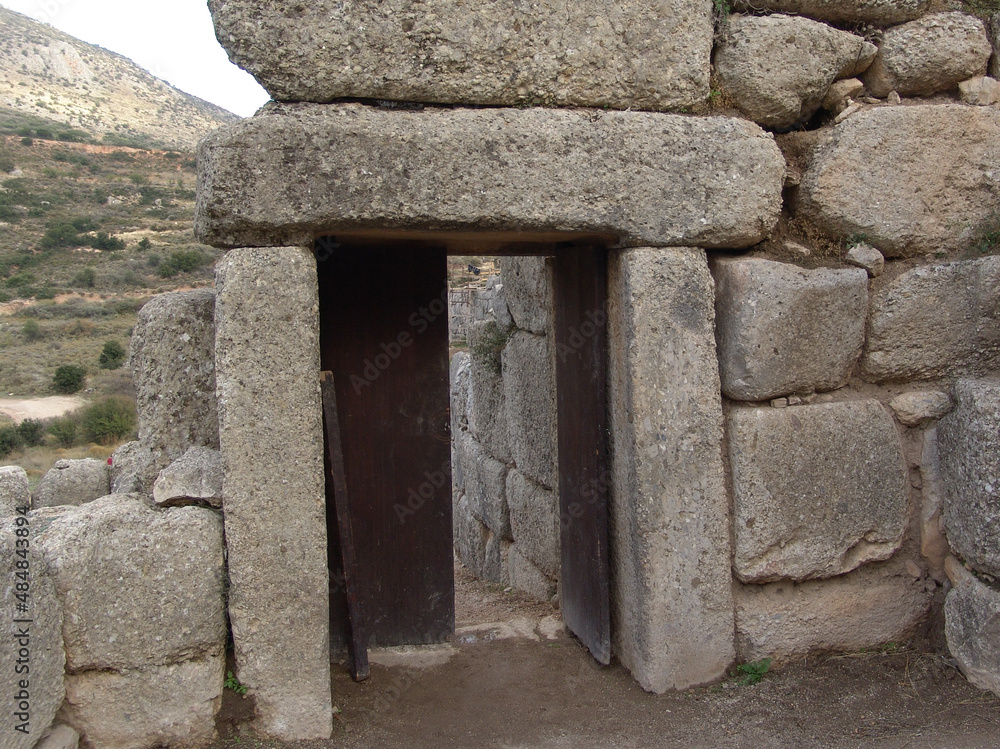 The secondary entrance of the Mycenae citadel, built in the same style of Lions Gate, in the north side