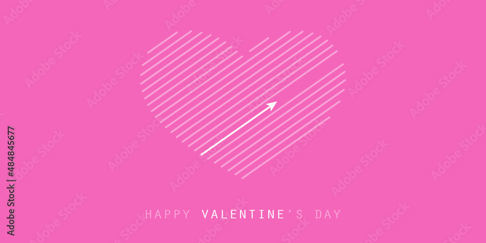 Line Patterned Big Heart with Cupid on Purple Background - Modern Style Minimalist Valentine's Day Best Wishes Card Template or Backdrop Vector Design Line Patterned Big Heart with Cupid on Purple Background - Modern Style Minimalist Valentine's Day Best Wishes Card Template or Backdrop Vector Design