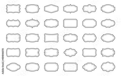 Outline vintage labels. Vignette blank label set. Vector banners