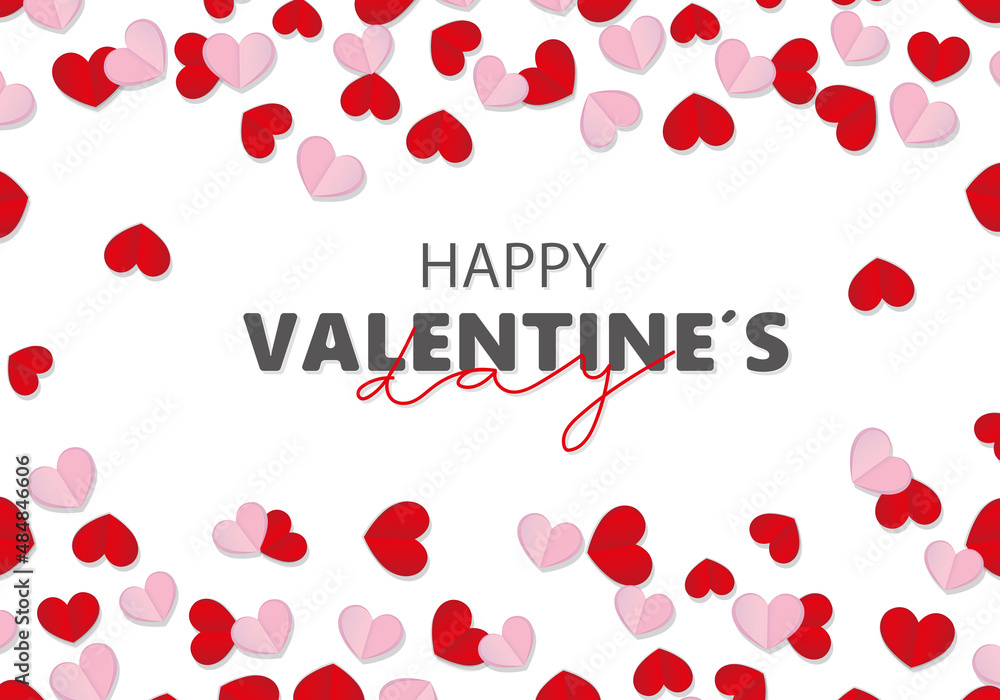 Valentine's day background. Red and pink hearts with white background Valentine's day background. Red and pink hearts with white background