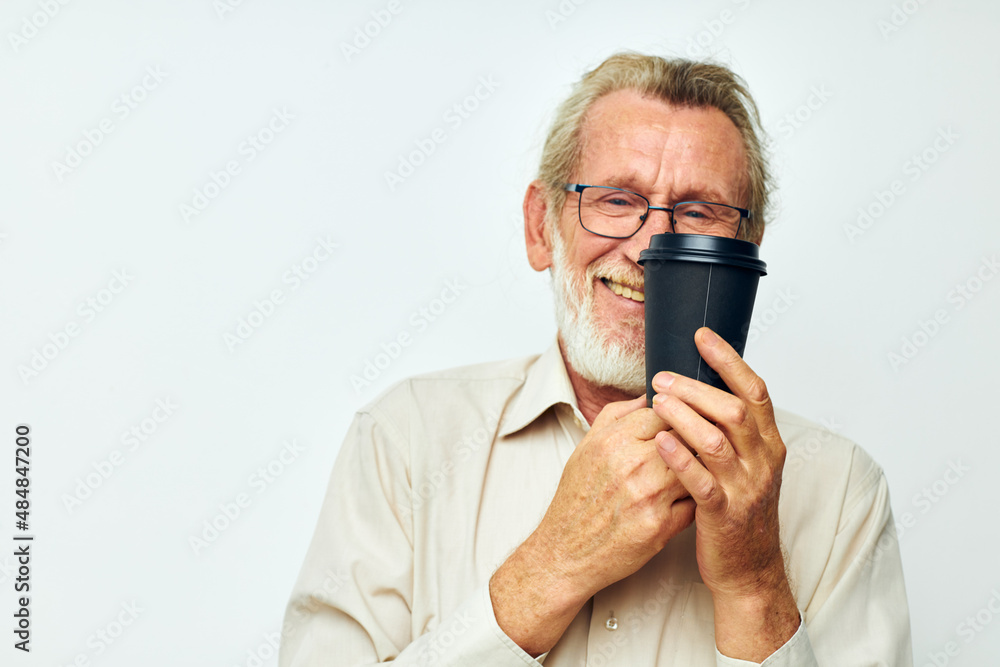 elderly man in a shirt and glasses a black glass light background elderly man in a shirt and glasses a black glass light background
