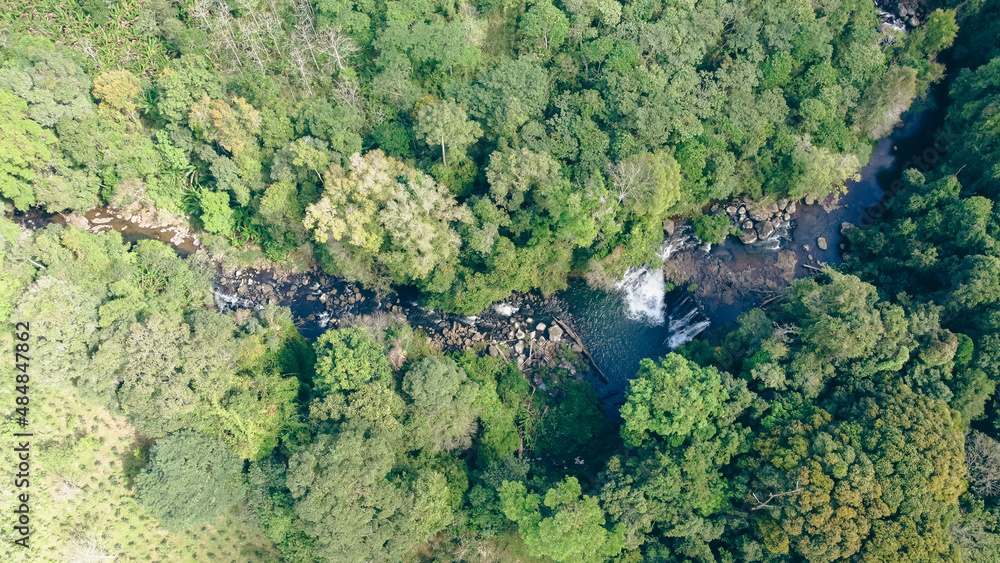 Waterfall Aerial  View Southern Of  Laos