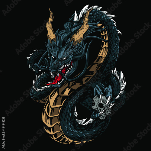 chinese dragon cartoon in vector
