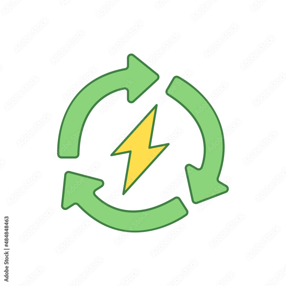 Renewable energy icon in color icon, isolated on white background Renewable energy icon in color icon, isolated on white background