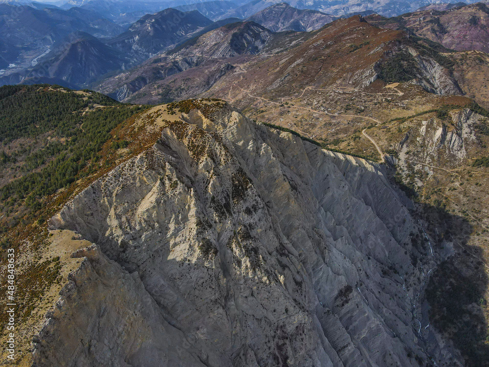 Aerial view of the mountains in the Mercantour and Esteron national parks in south France near Nice an Monaco Aerial view of the mountains in the Mercantour and Esteron national parks in south France near Nice an Monaco