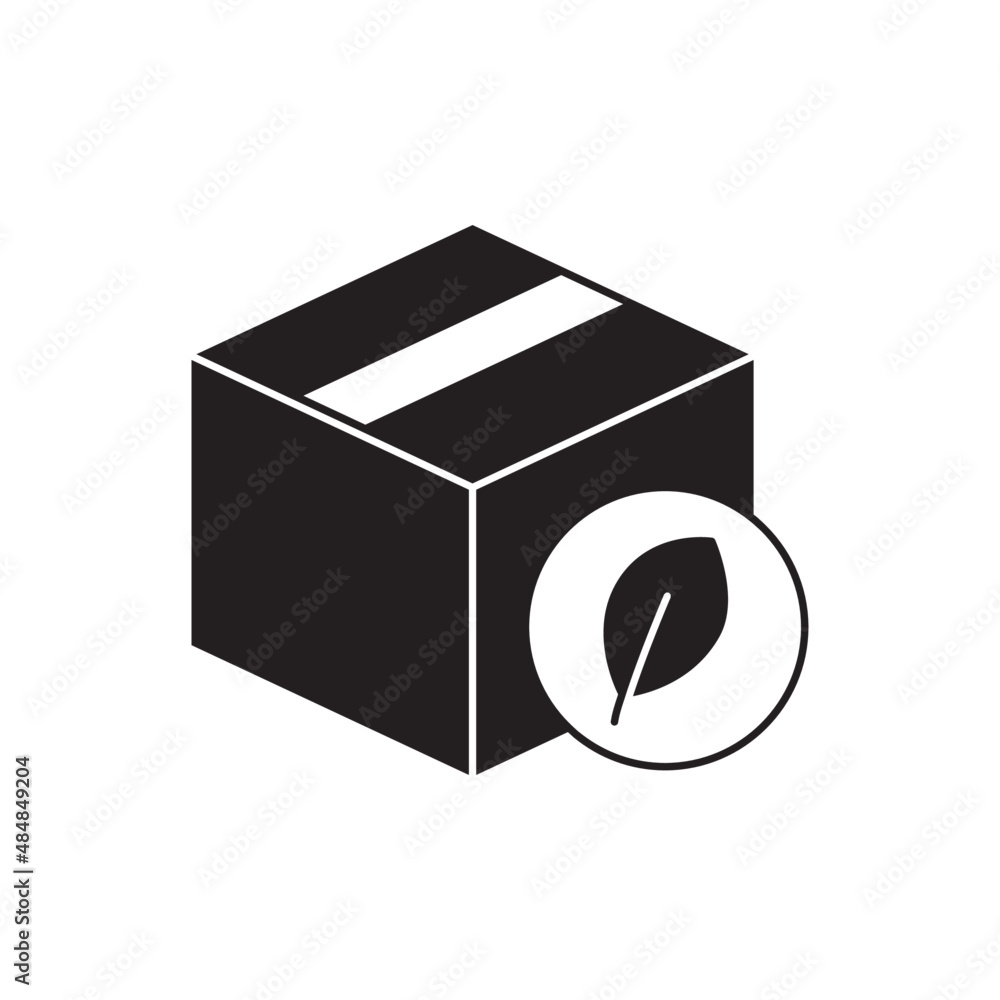 Eco friendly package icon in black flat glyph, filled style isolated on white background Eco friendly package icon in black flat glyph, filled style isolated on white background