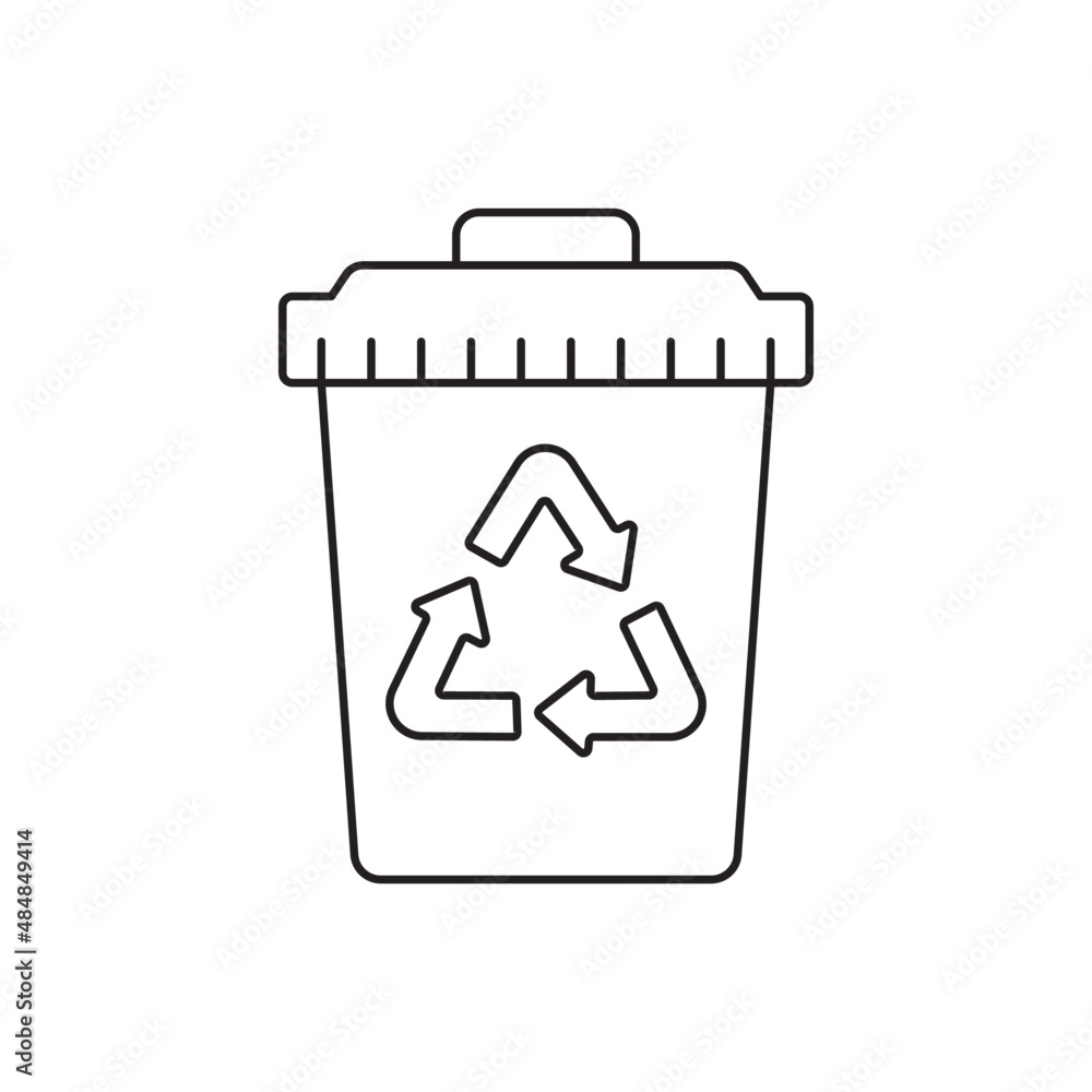 Recycle Bin trash icon line style icon, style isolated on white background Recycle Bin trash icon line style icon, style isolated on white background