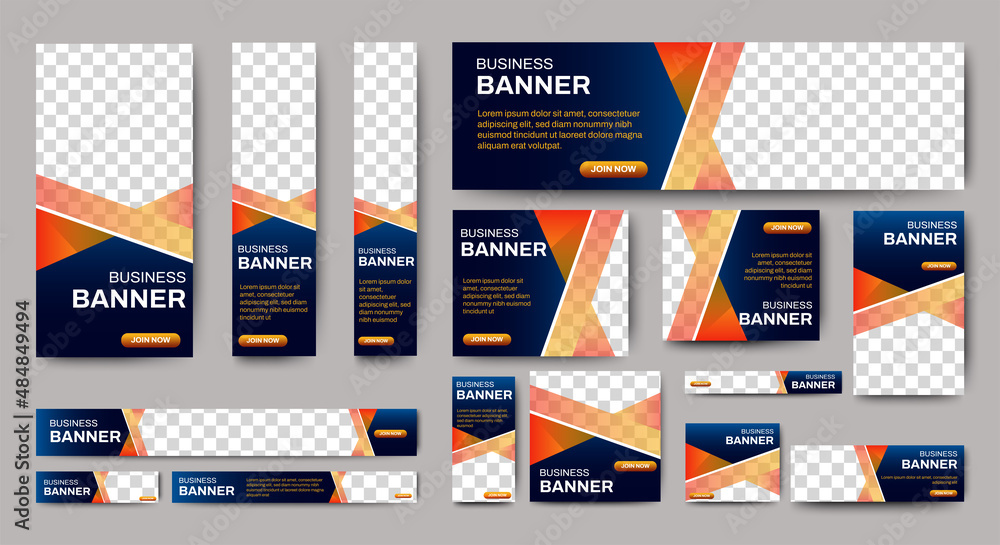 Abstract banner design web template Set, Horizontal header web banner. Modern Gradient Blue cover header background for website design, Social Media Cover ads banner, flyer, invitation card