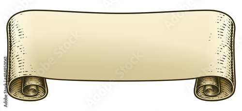 Scroll Vintage Woodcut Bann...
