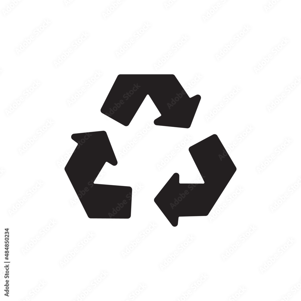 Go green recycle icon. Go green triangle arrow icon in black flat glyph, filled style isolated on white background Go green recycle icon. Go green triangle arrow icon in black flat glyph, filled style isolated on white background