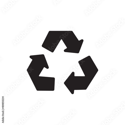 Go green recycle icon. Go green triangle arrow icon in black flat glyph, filled style isolated on white background