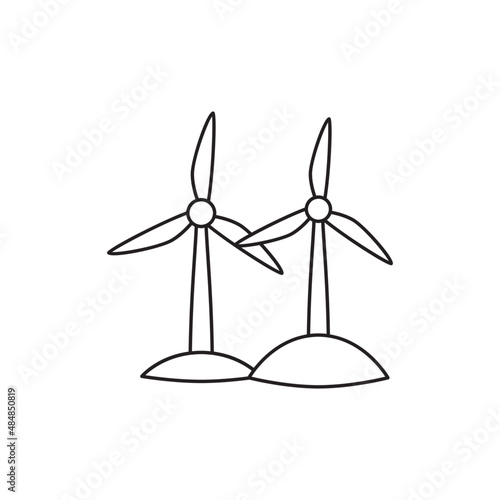 Green energy, wind turbine icon line style icon, style isolated on white background