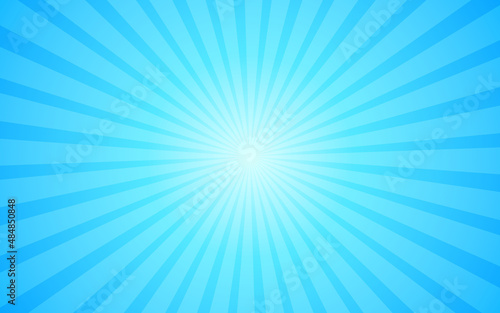 Abstract blue background. Modern pop art banner with sun rays. Poster template image JPG