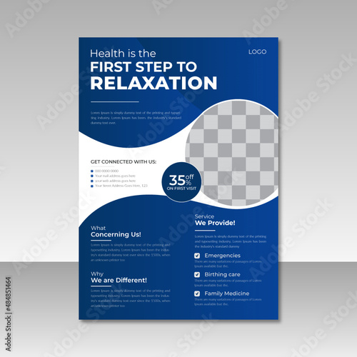 Corporate Health care cover template design for a report and medical brochure cover design layout background, vector template in A4 size for print