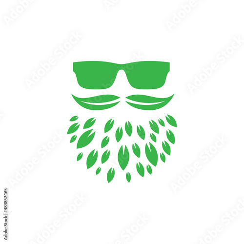 nature man with mustache and beard leaf logo design vector graphic symbol icon illustration creative idea
