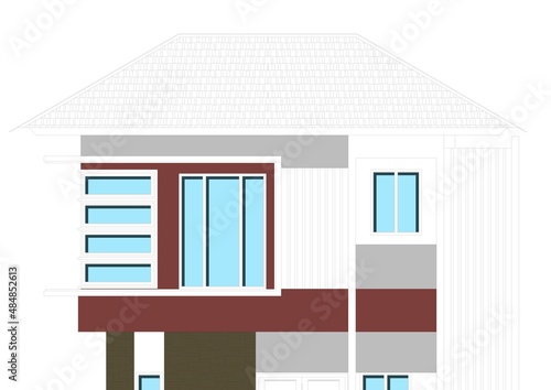 two-story house facade design drawing