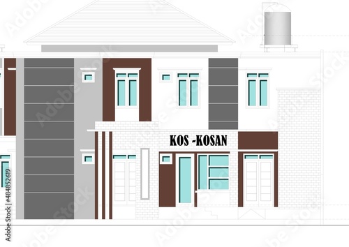 two-story house facade design drawing