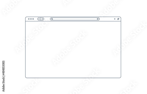 Line browser window in black color, internet page.