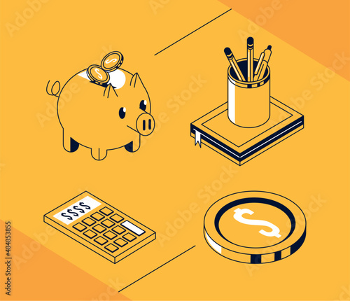 four loans and schoolarship icons