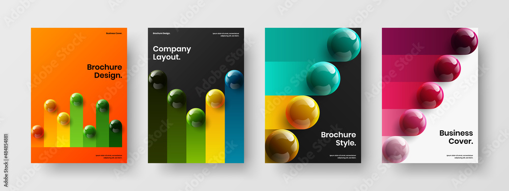 Multicolored corporate identity vector design illustration bundle. Isolated realistic balls poster layout set.