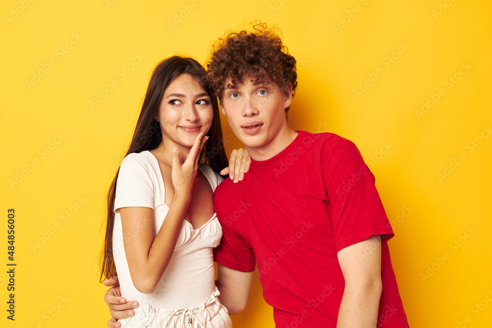young boy and girl hug together antics Lifestyle unaltered young boy and girl hug together antics Lifestyle unaltered