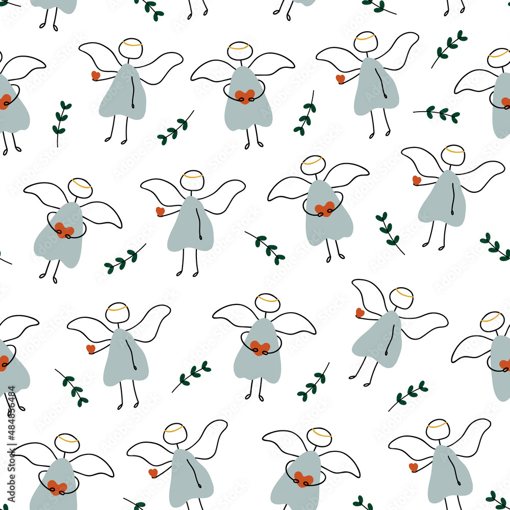 Seamless pattern for Valentine's Day with cute hand drawn elements Seamless pattern for Valentine's Day with cute hand drawn elements