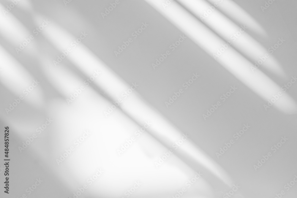 Gray window shadow and light blur abstract background on white wall, shadow overlay effect - obrazy, fototapety, plakaty 