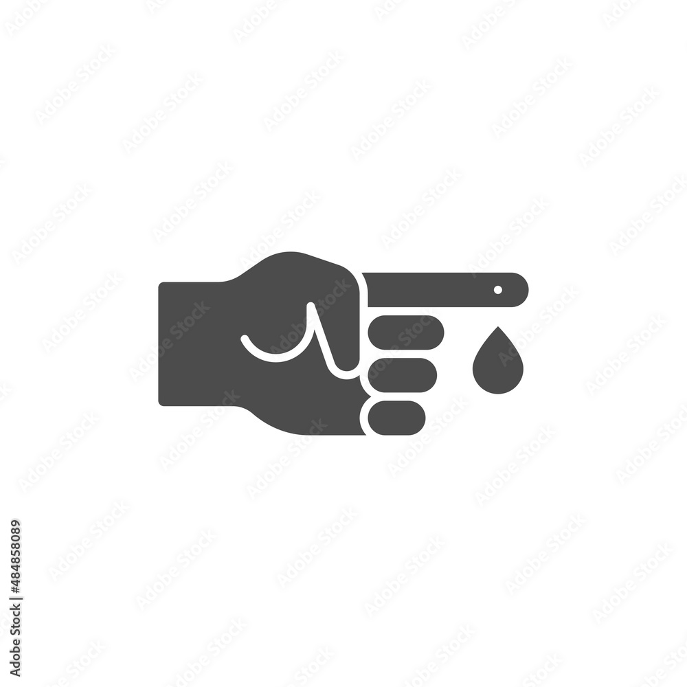 Finger blood test filled icon. linear style sign for mobile concept and web design. Diabetes blood test outline vector icon. Symbol, logo illustration. Vector graphics Finger blood test filled icon. linear style sign for mobile concept and web design. Diabetes blood test outline vector icon. Symbol, logo illustration. Vector graphics