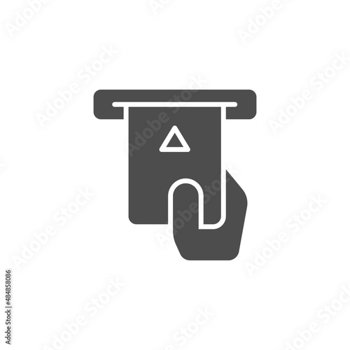 Insert credit card filled icon. linear style sign for mobile concept and web design. Hand inserting card into ATM slot outline vector icon. Symbol, logo illustration. Vector graphics