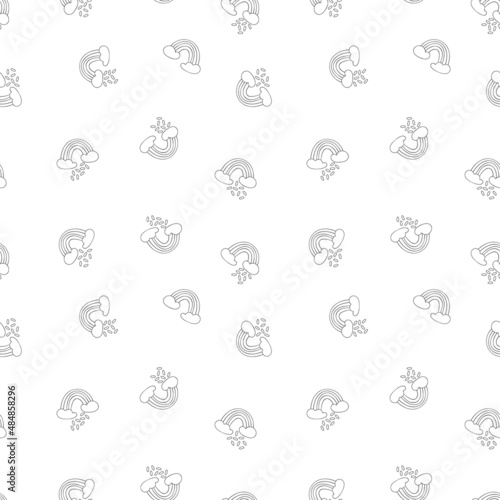 Rainbow and clouds. Cartoon print. Seamless vector pattern (background). 