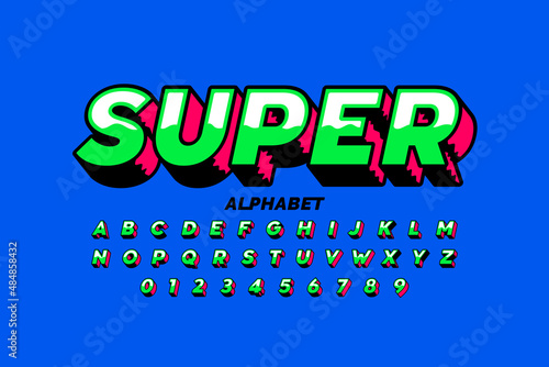 Comic Book style font design, alphabet letters and numbers vector illustration