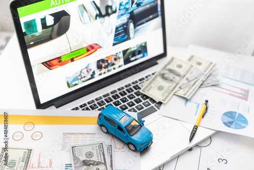 Picture of the concept of installment payments car rentals via credit card systems or online.